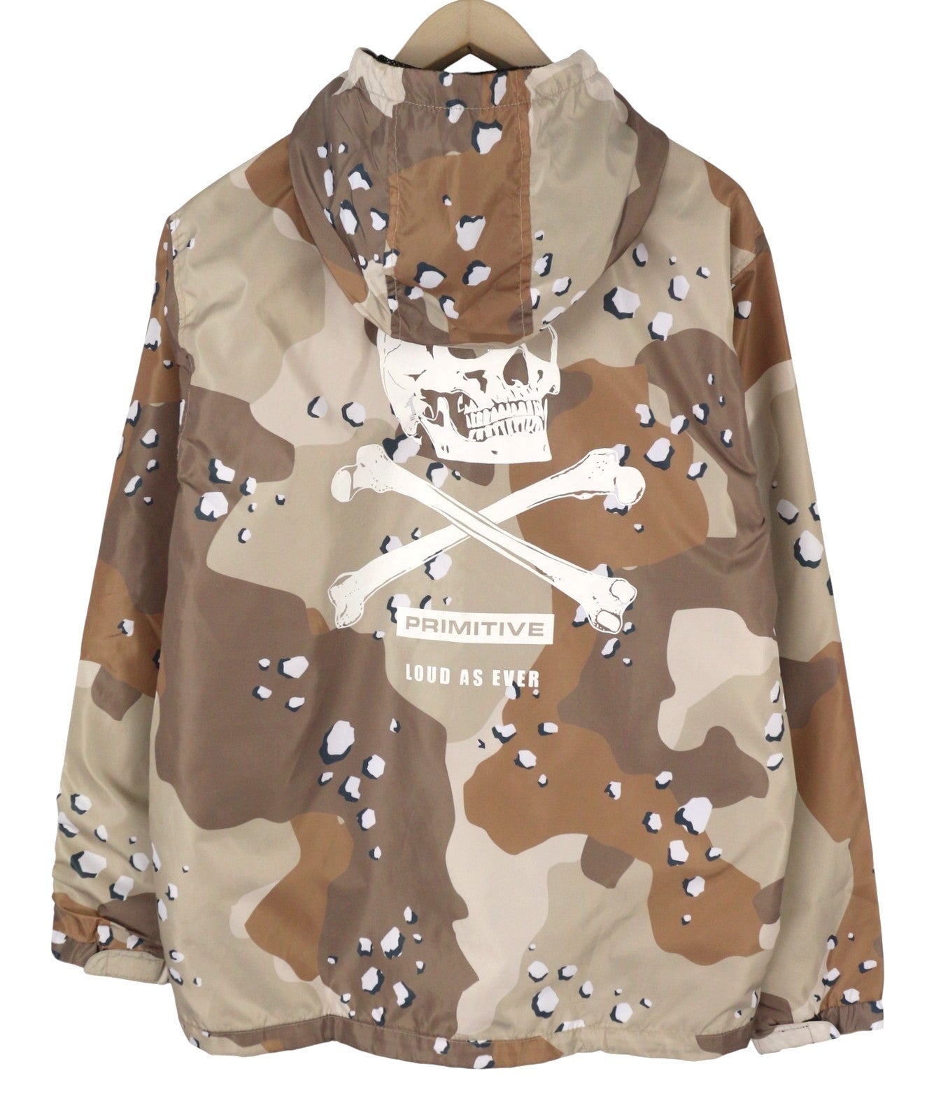 PRIMITIVE SKATEBOARDING Men Jacket L Brown Camouflage Hooded Zip Lightweight