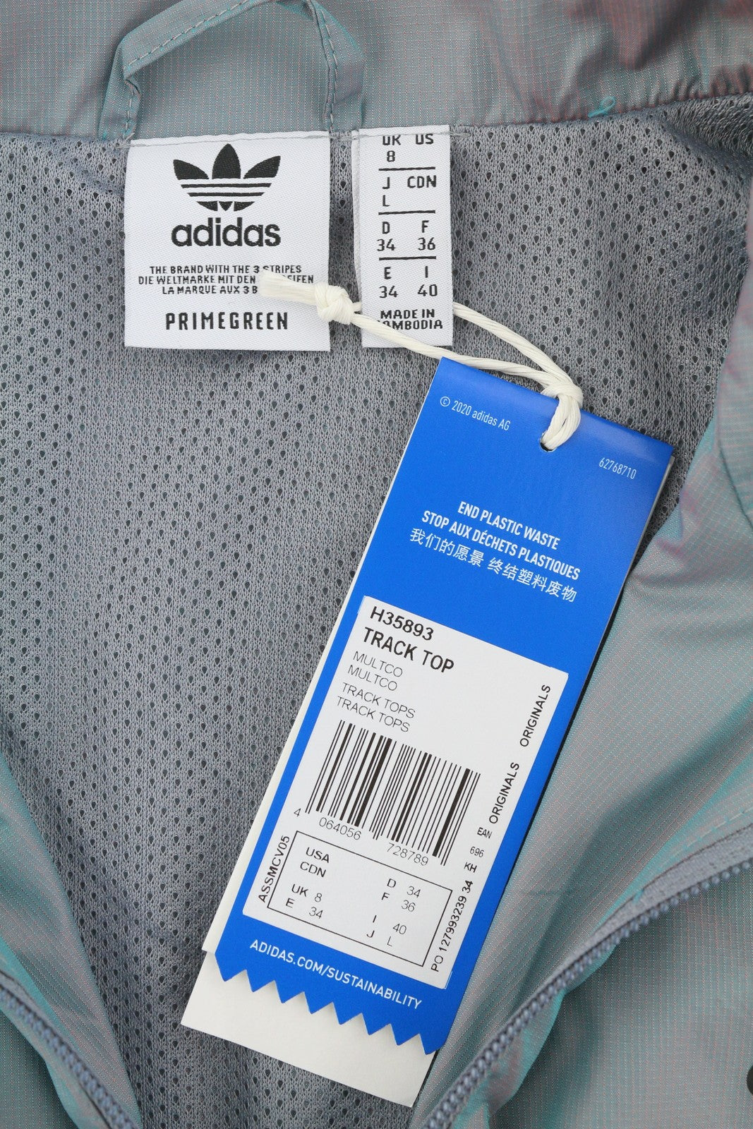 ADIDAS Adicolor Iridescent Track Women Jacket S Prime Green Holographic Thin