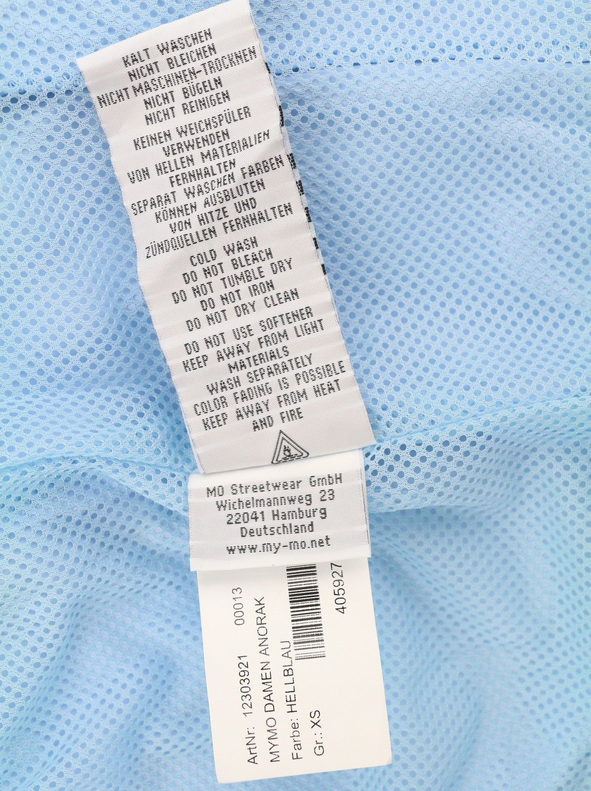 MYMO Women Jacket XS Light Blue Hooded Drawstring Waist Parka Lightweight