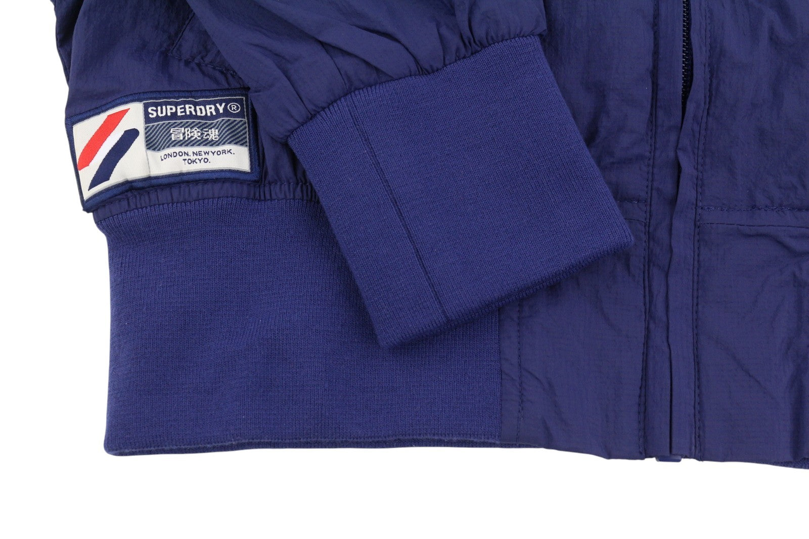 SUPERDRY Non Hooded Track Wind Runner Women Jacket M Blue High Neck Lightweight