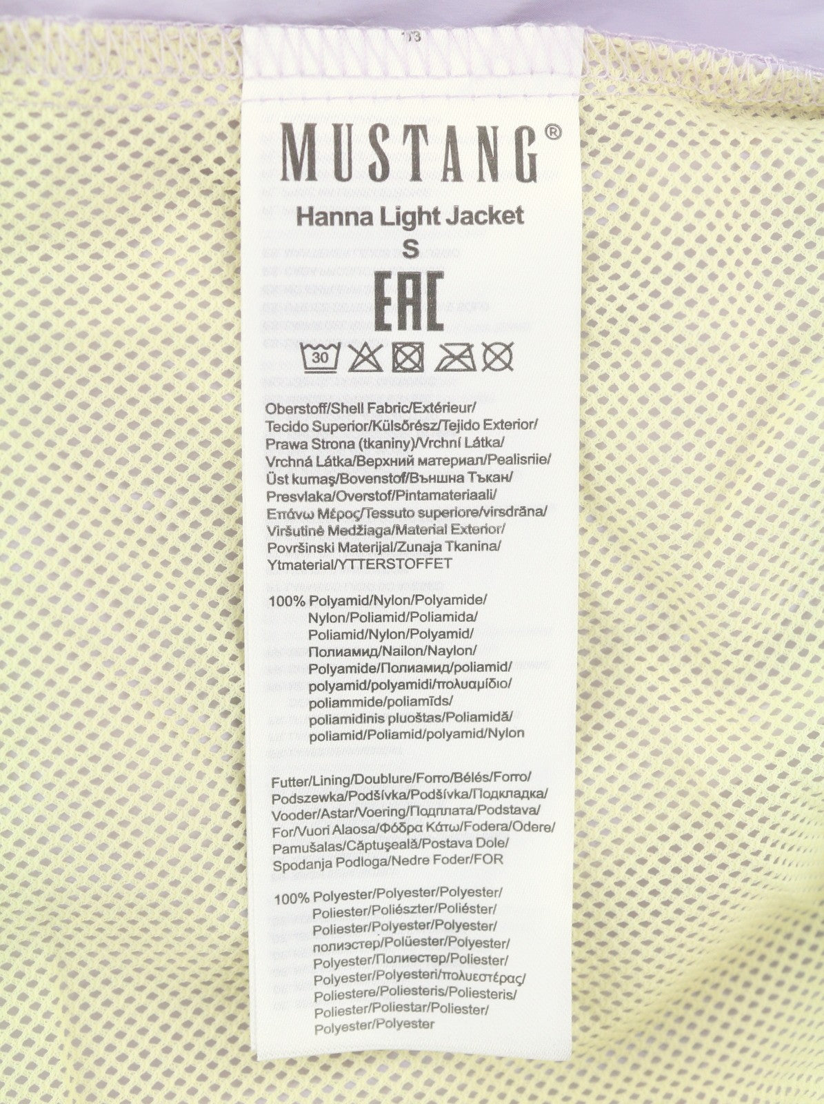 MUSTANG Hanna Light Women Jacket S Light Purple Hidden Hood Sport Lightweight