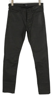 THE KOOPLES Men's Jeans W28 Black Waxed Finish Buttoned Slim Regular Fit