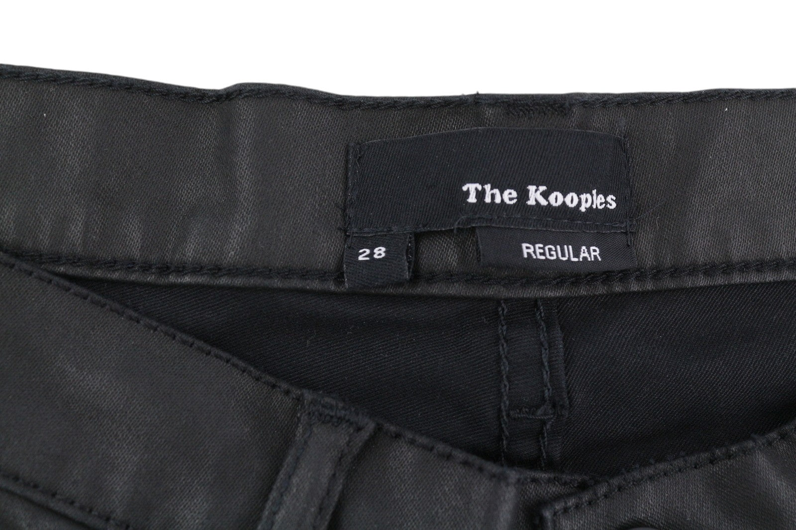 THE KOOPLES Men's Jeans W28 Black Waxed Finish Buttoned Slim Regular Fit