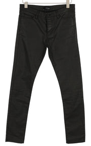 THE KOOPLES Men's Jeans W29 Black Coated Denim Button Fly Slim Logo