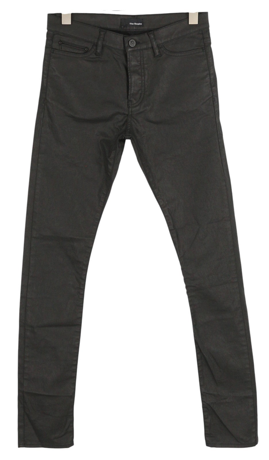 THE KOOPLES Men's Jeans W27 Black Wax Coated Button Fly Slim Dark Finish