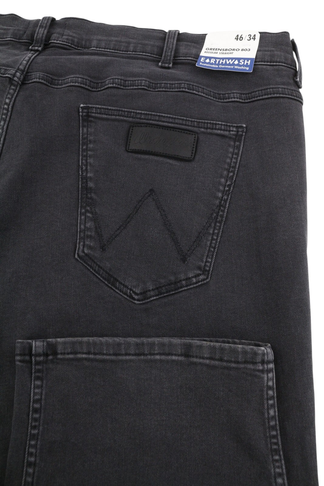 WRANGLER Greensboro Men's Jeans W46/L34 Black Wash Regular Straight Denim