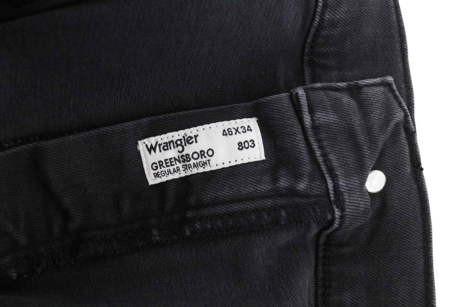 WRANGLER Greensboro Men's Jeans W46/L34 Black Wash Regular Straight Denim