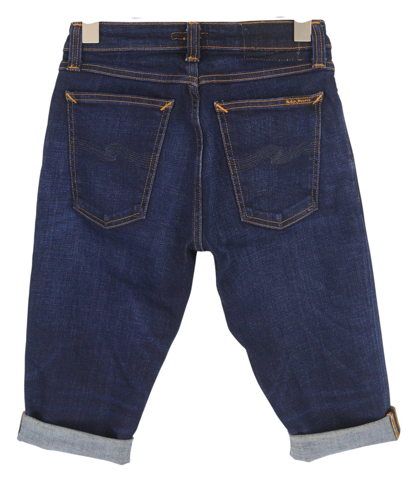 NUDIE JEANS Skinny Lin Women's Shorts W27 Blue Washed Stretch Denim Zip