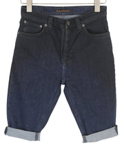 NUDIE JEANS Pipe Led Men's Shorts W29 Blue Washed Organic Denim Zip Fly