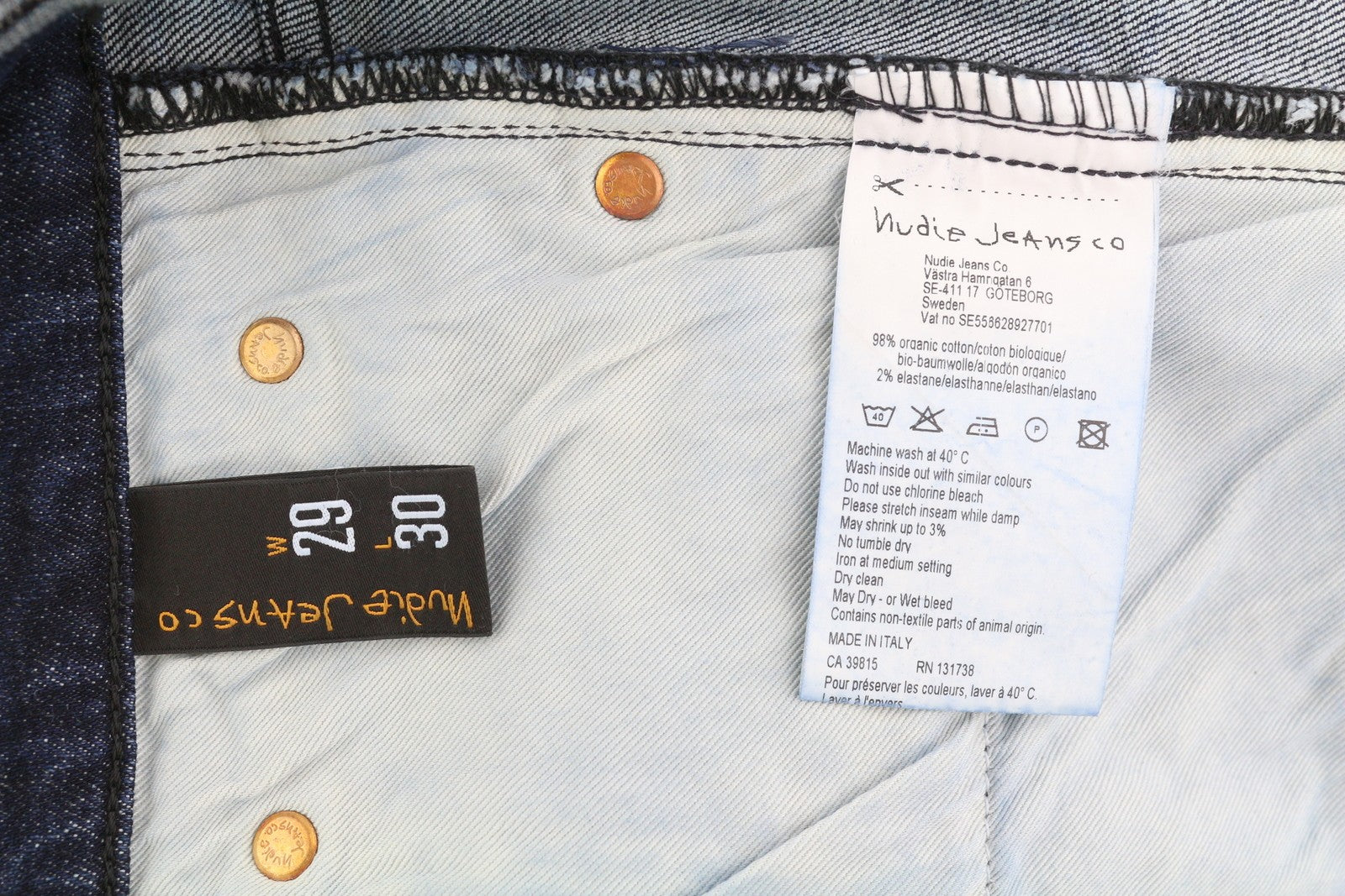 NUDIE JEANS Pipe Led Men's Shorts W29 Blue Washed Organic Denim Zip Fly