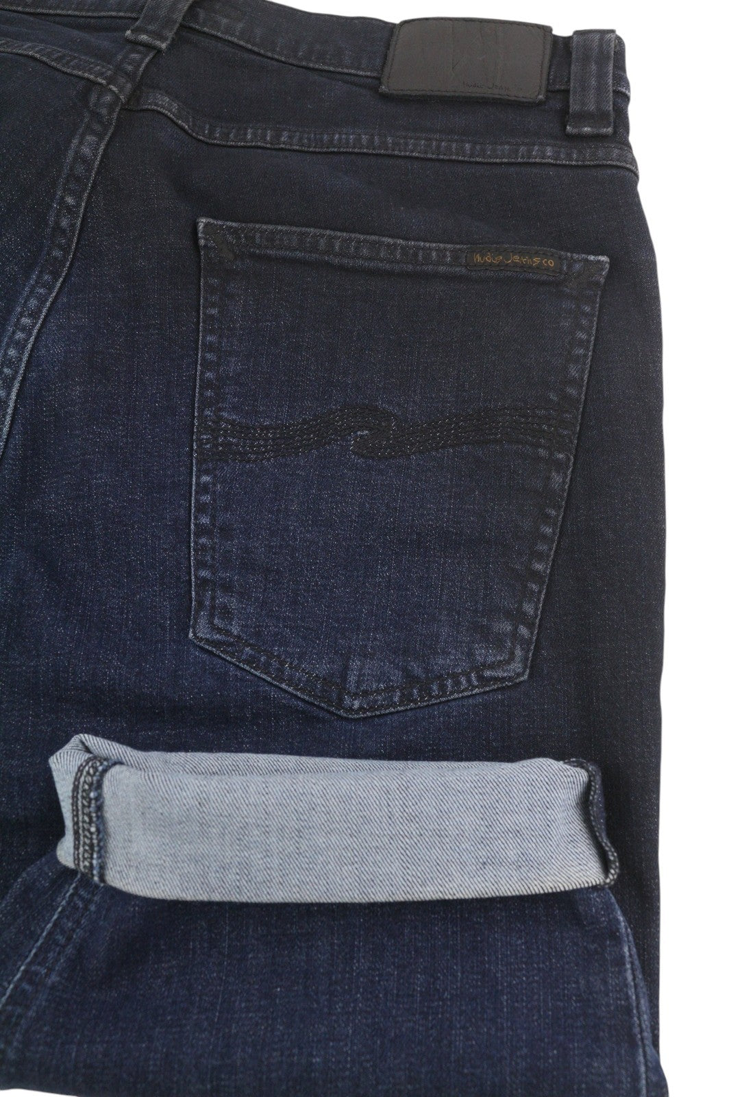 NUDIE JEANS Pipe Led Men's Shorts W34 Blue Wash Organic Denim Zip Closure