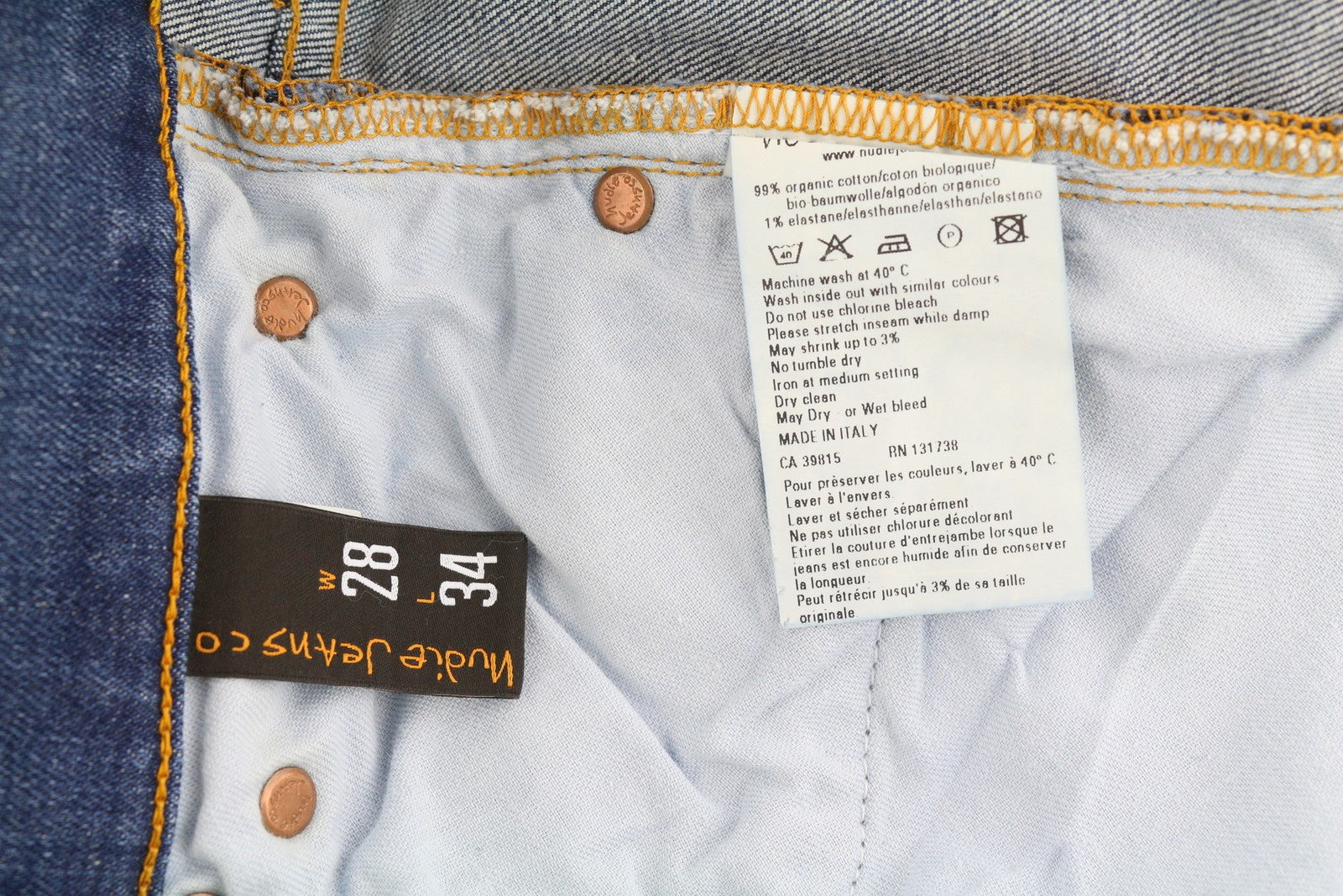 NUDIE JEANS Tube Kelly Men's Shorts W28 Blue Washed Organic Zip Denim