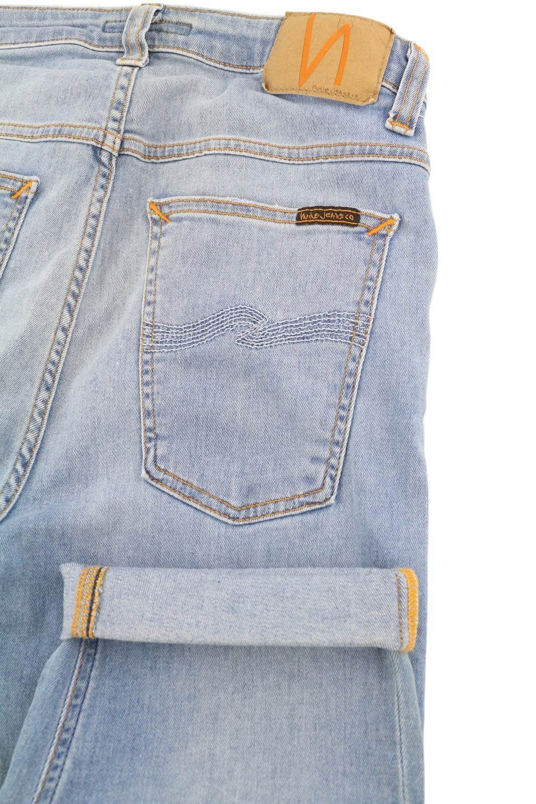 NUDIE JEANS Hightop Tilde Men's Shorts W30 Blue Wash Turn Up Denim