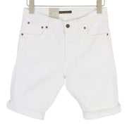 NUDIE JEANS Lean Dean Men's Shorts W29 White Denim Zip Fly Turn Up