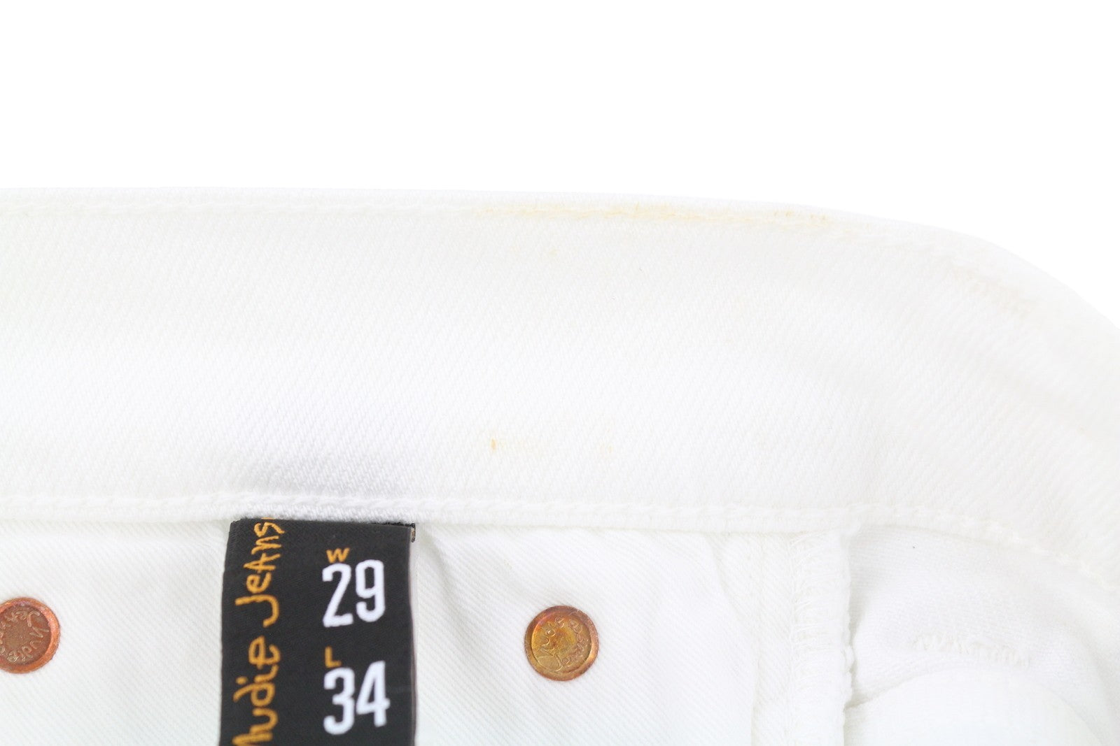 NUDIE JEANS Lean Dean Men's Shorts W29 White Denim Zip Fly Turn Up