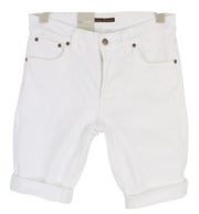 NUDIE JEANS Lean Dean Men's Shorts W28 White Denim Zip Cotton Turn Up