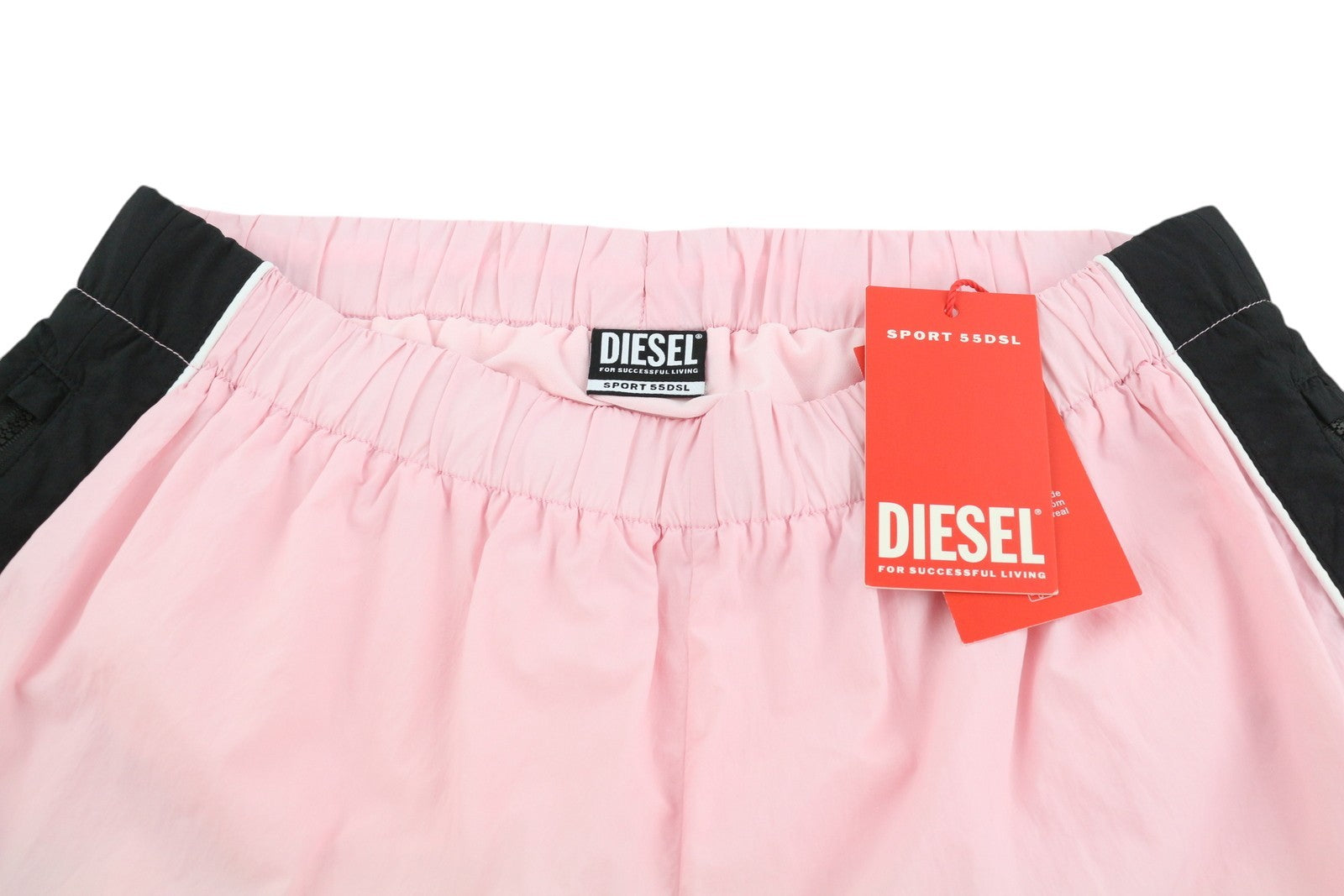 DIESEL Awwb-Eicy-Wt 12 Women's Shorts L Pink Elastic Waist Sports Logo