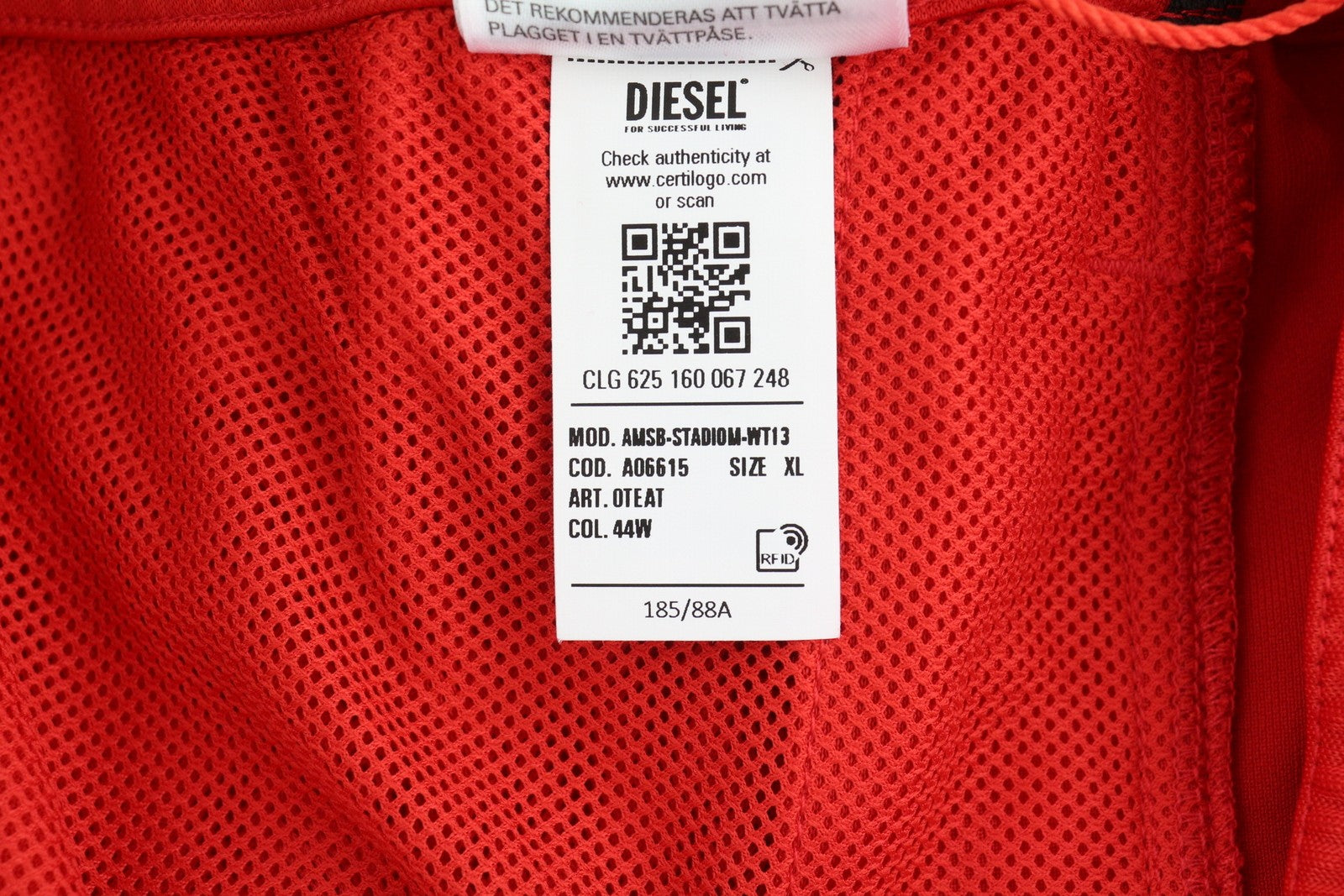 DIESEL Amsb-Stadiom-Wt13 Men's Shorts XL Red 55DSL Track Drawcord Waist