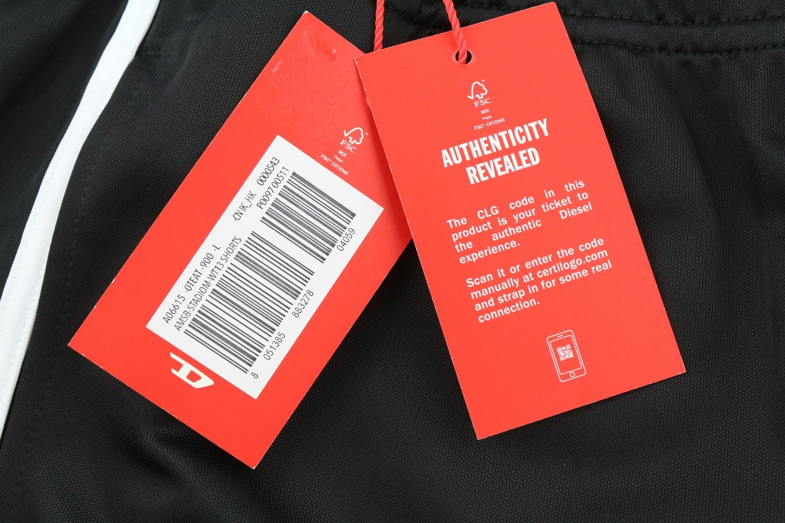 DIESEL Amsb-Stadiom-Wt13 Men's Shorts L Black 55DSL Track Elastic Logo