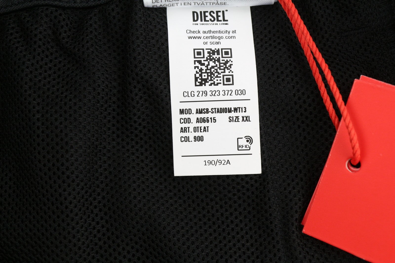 DIESEL Amsb-Stadiom-Wt13 Men's Shorts 2XL Black 55DSL Track Elastic Fit