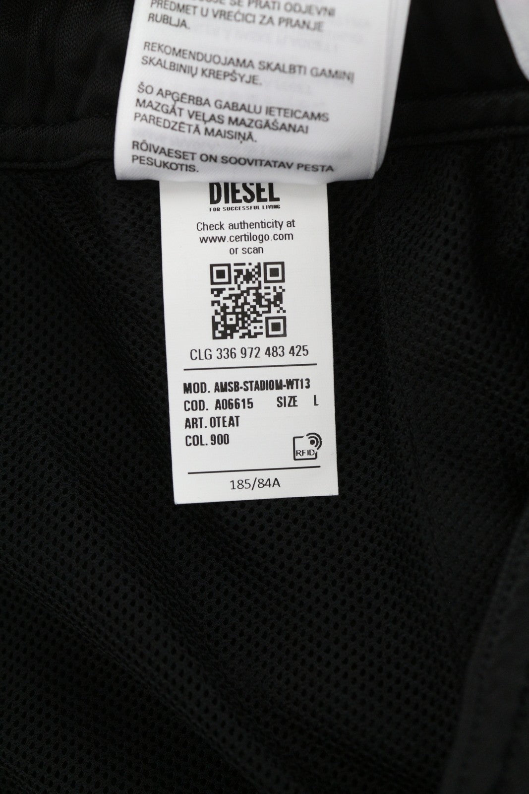 DIESEL Amsb-Stadiom-Wt13 Men's Shorts L Black 55DSL Sports Track Waist