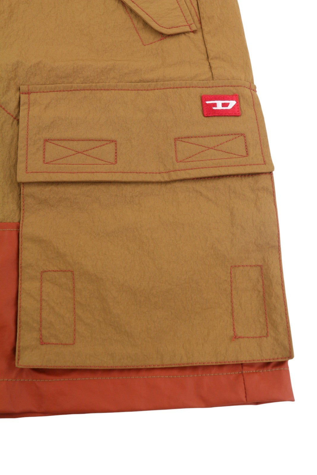 DIESEL P-Glary Men's Shorts W32 Mid Brown Cargo Elastic Pocket Logo RRP175