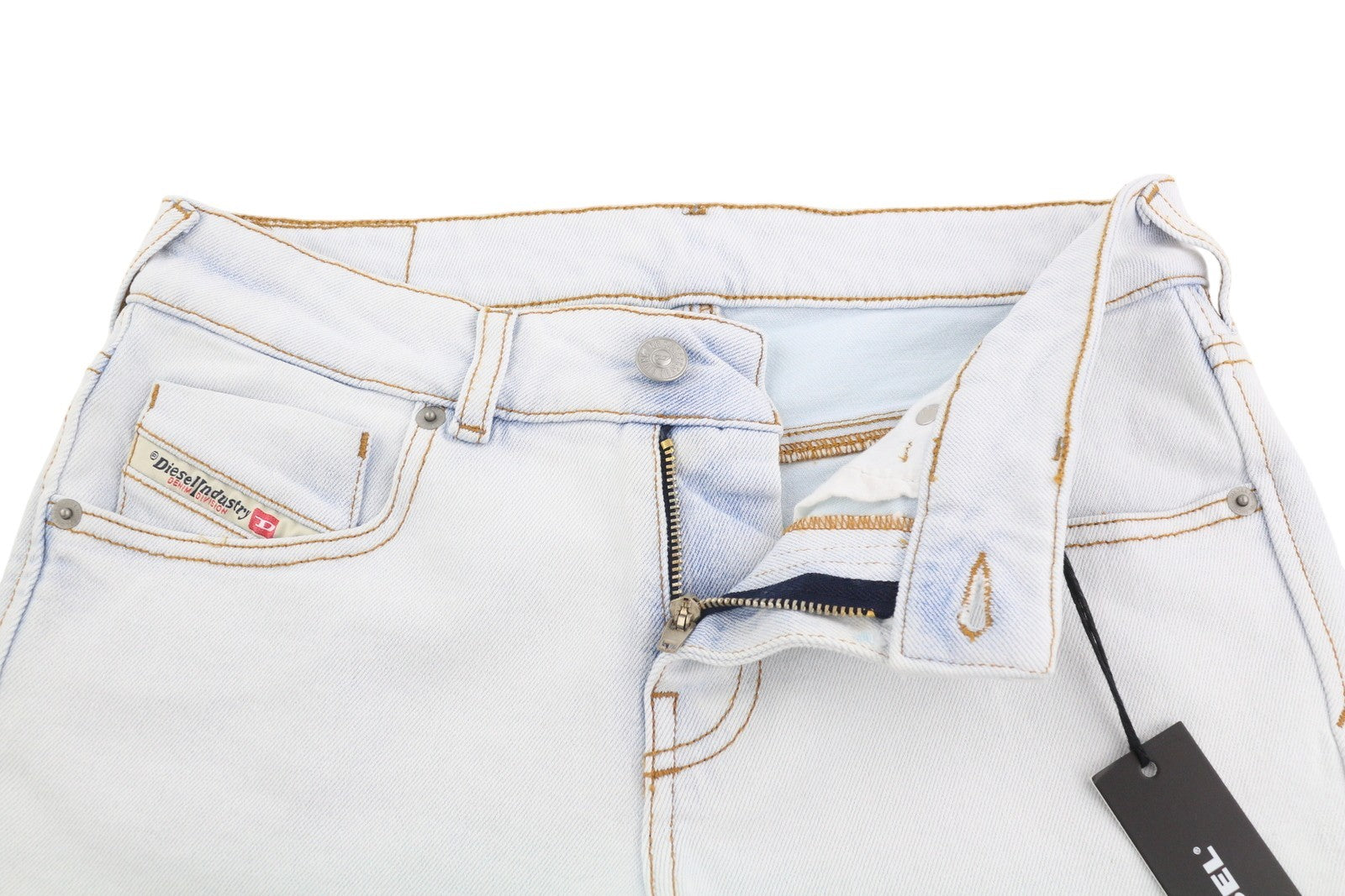 DIESEL De-Lyla 09C06 Women's Shorts W26 Light Blue Denim Zip Logo Casual Fit