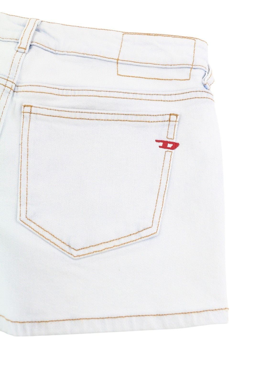 DIESEL De-Lyla 09C06 Women's Shorts W26 Light Blue Denim Zip Logo Casual Fit