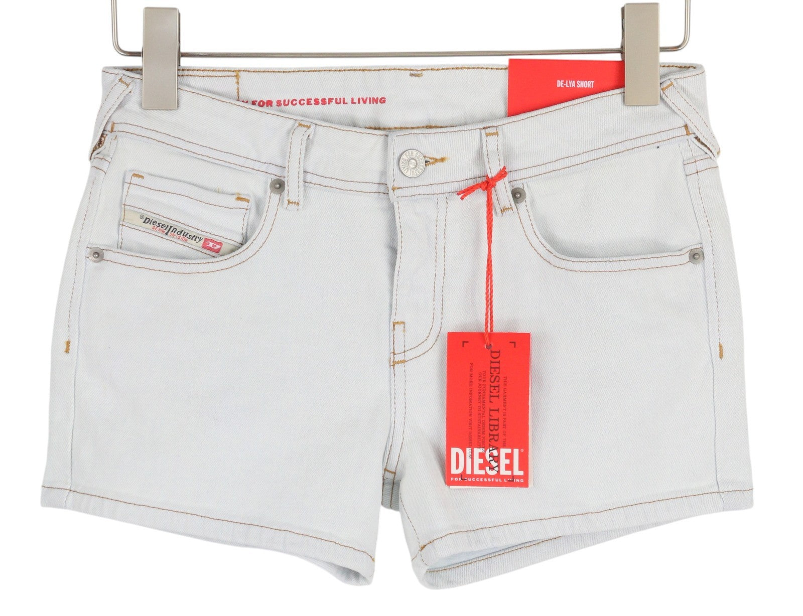 DIESEL De-Lyla 09C06 Women's Shorts W26 Light Blue Denim Zip Fly Pocketed