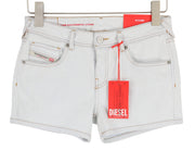 DIESEL De-Lyla 09C06 Women's Shorts W26 Light Blue Denim Zip Fly Pocketed