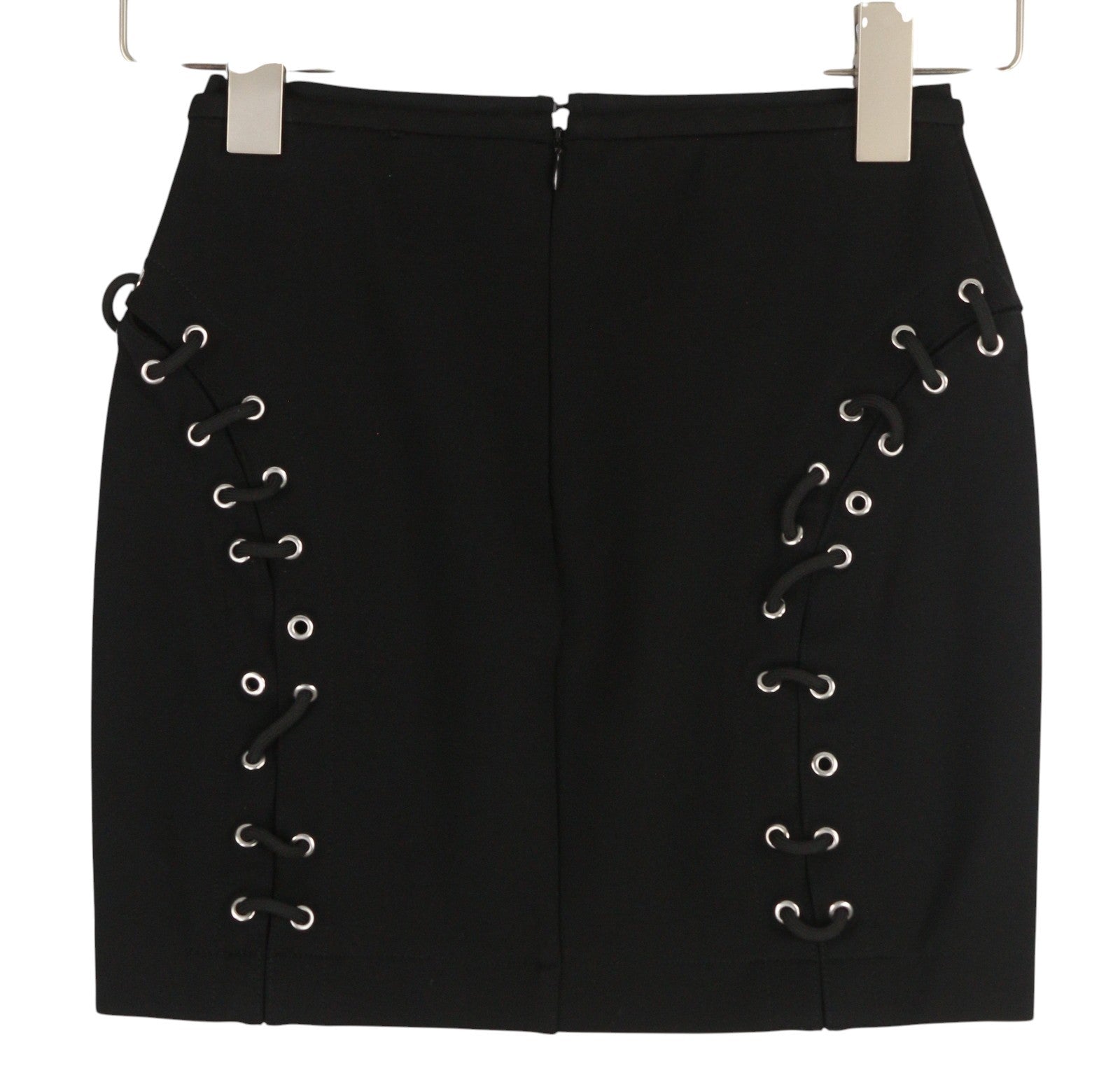 DIESEL O-Fujo 0JASB Women's Skirt W24 Black Stretch Fitted Silver Detail