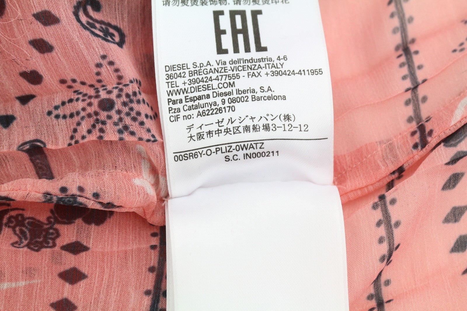 DIESEL O-Pliz Women's Skirt M Pink Pleated Pattern Double Waist Logo