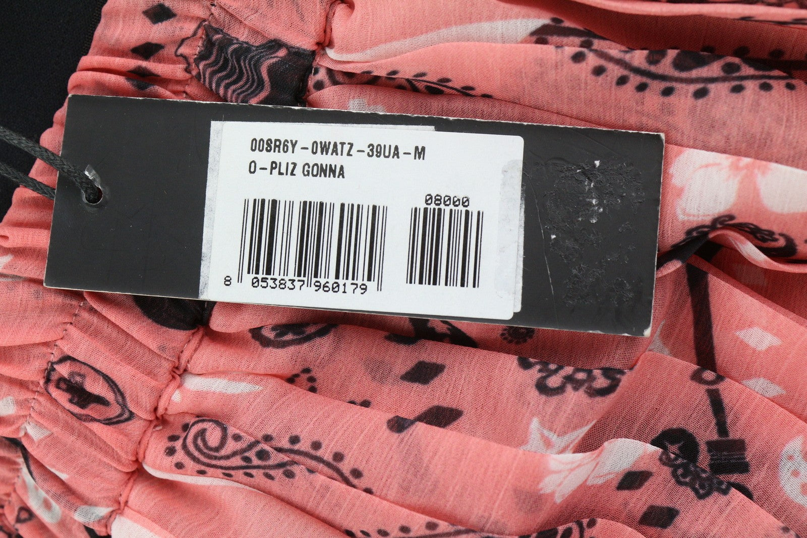 DIESEL O-Pliz Women's Skirt M Pink Pleated Pattern Double Waist Logo