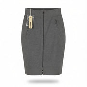 DIESEL O-Vita Women's Skirt W24 Grey Melange Slim Pencil Zippered Short