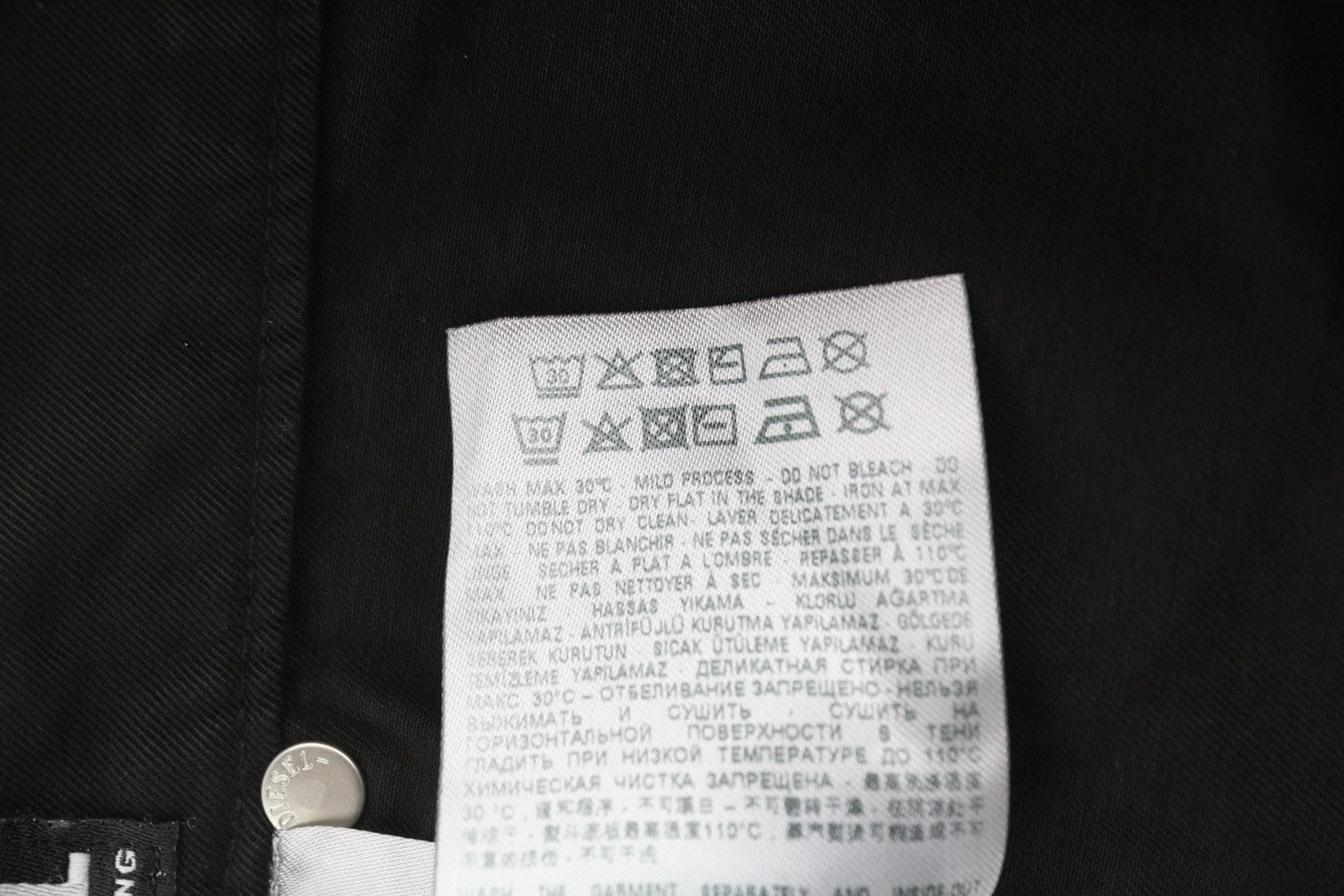 DIESEL O-Beige Women's Skirt W28 Black Cotton Button Fly Mini Logo