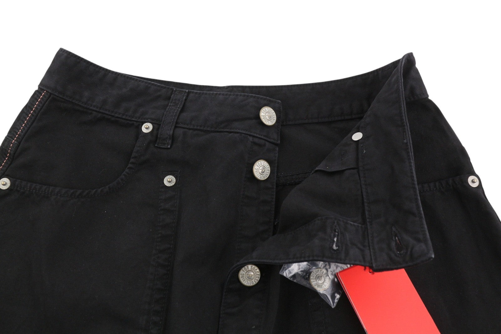 DIESEL O-Beige Women's Skirt W28 Black Cotton Button Fly Mini Logo