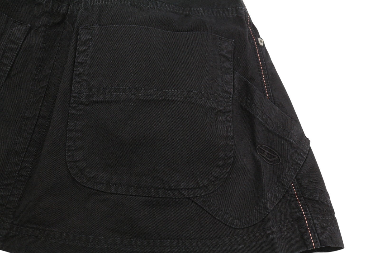 DIESEL O-Beige Women's Skirt W25 Black Cotton Buttoned Mini Five Pocket