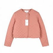 VILA Sassy Women Jacket EU40 Pink Quilted Padded Asymmetrical Zip Lightweight