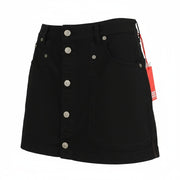 DIESEL O-Beige Women's Skirt W29 Black Cotton Buttoned Logo Mini