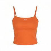 DIESEL T-Hop-D Women's T-Shirt M Orange Cropped Sleeveless Stretch Logo