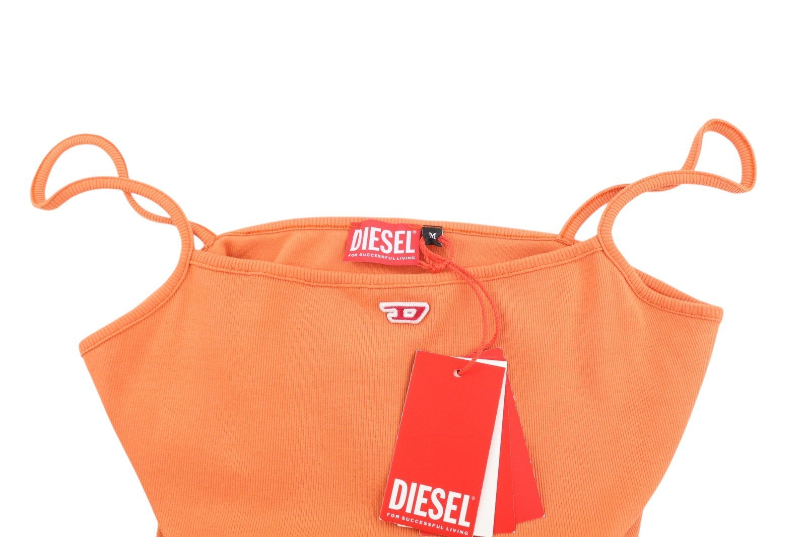 DIESEL T-Hop-D Women's T-Shirt M Orange Cropped Sleeveless Stretch Logo