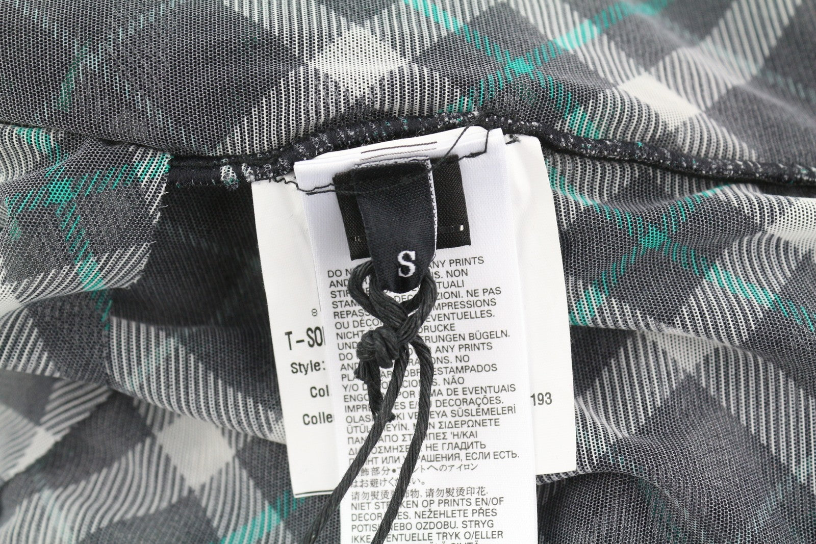 DIESEL T-Solas-Drap Women's T-Shirt S Black Plaid Sleeveless Ruffle Sides