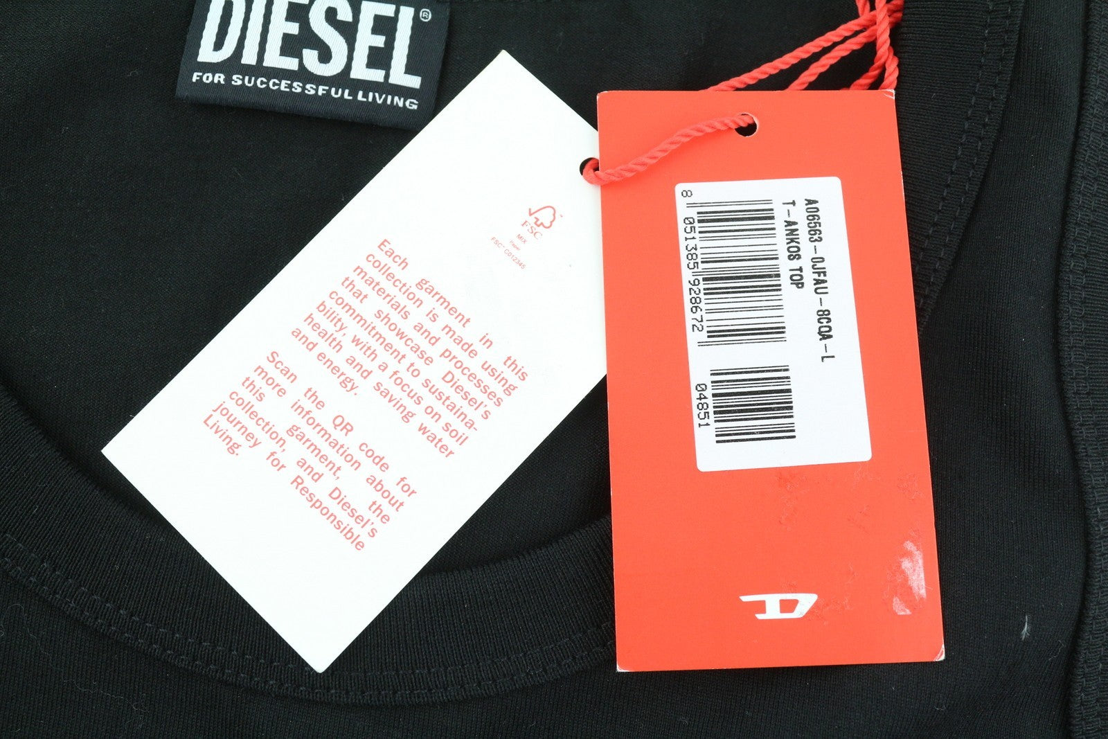 DIESEL T-Urar Women's T-Shirt XS Black Sleeveless Tricot Heart Print