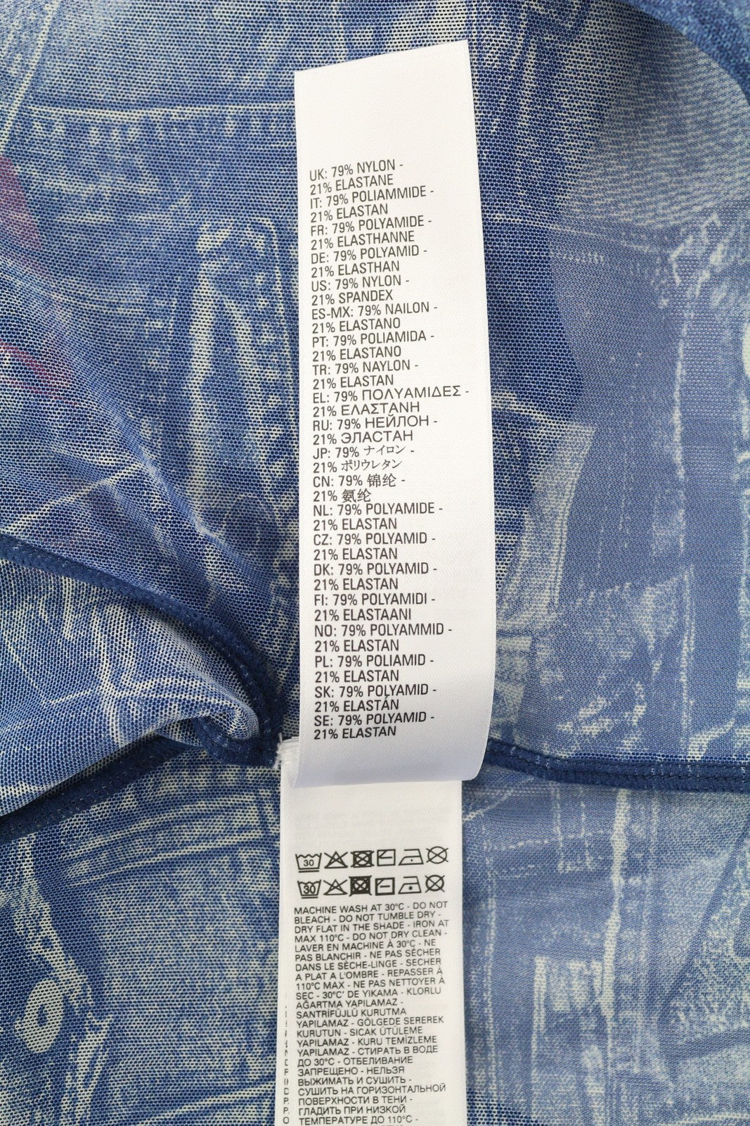 DIESEL Awtee-Briize-Wt28 Women's T-Shirt M Blue Washed Cropped Sheer Tee