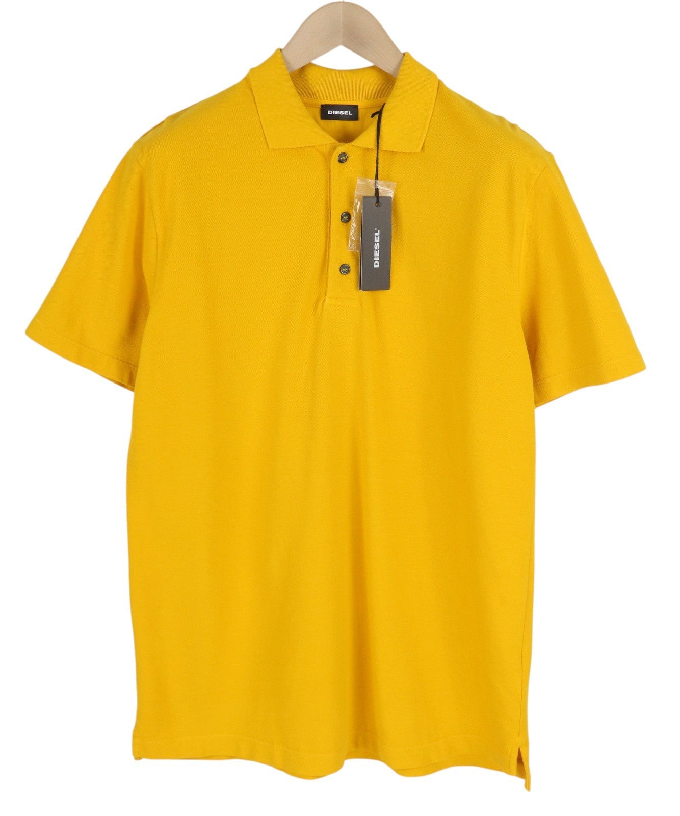 DIESEL T-Polo-Worky Men's T-Shirt L Yellow Cotton Polo Half Button