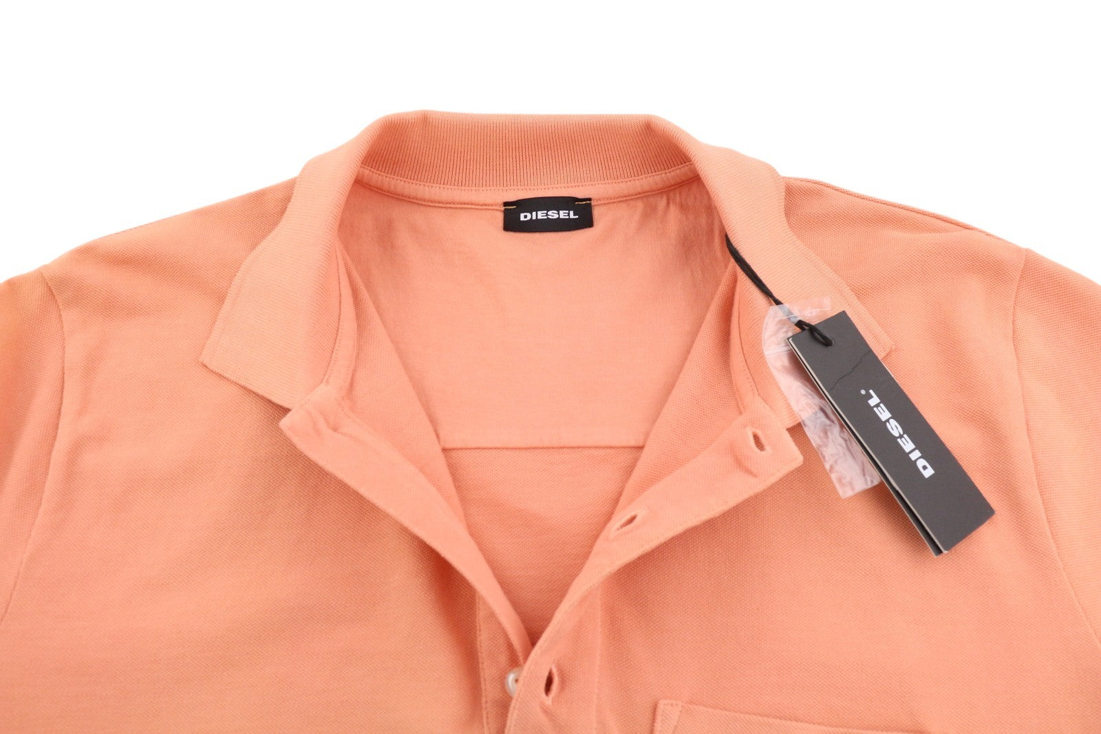 DIESEL T-Polo-Worky Men's T-Shirt S Peach Stretch Polo Half Button