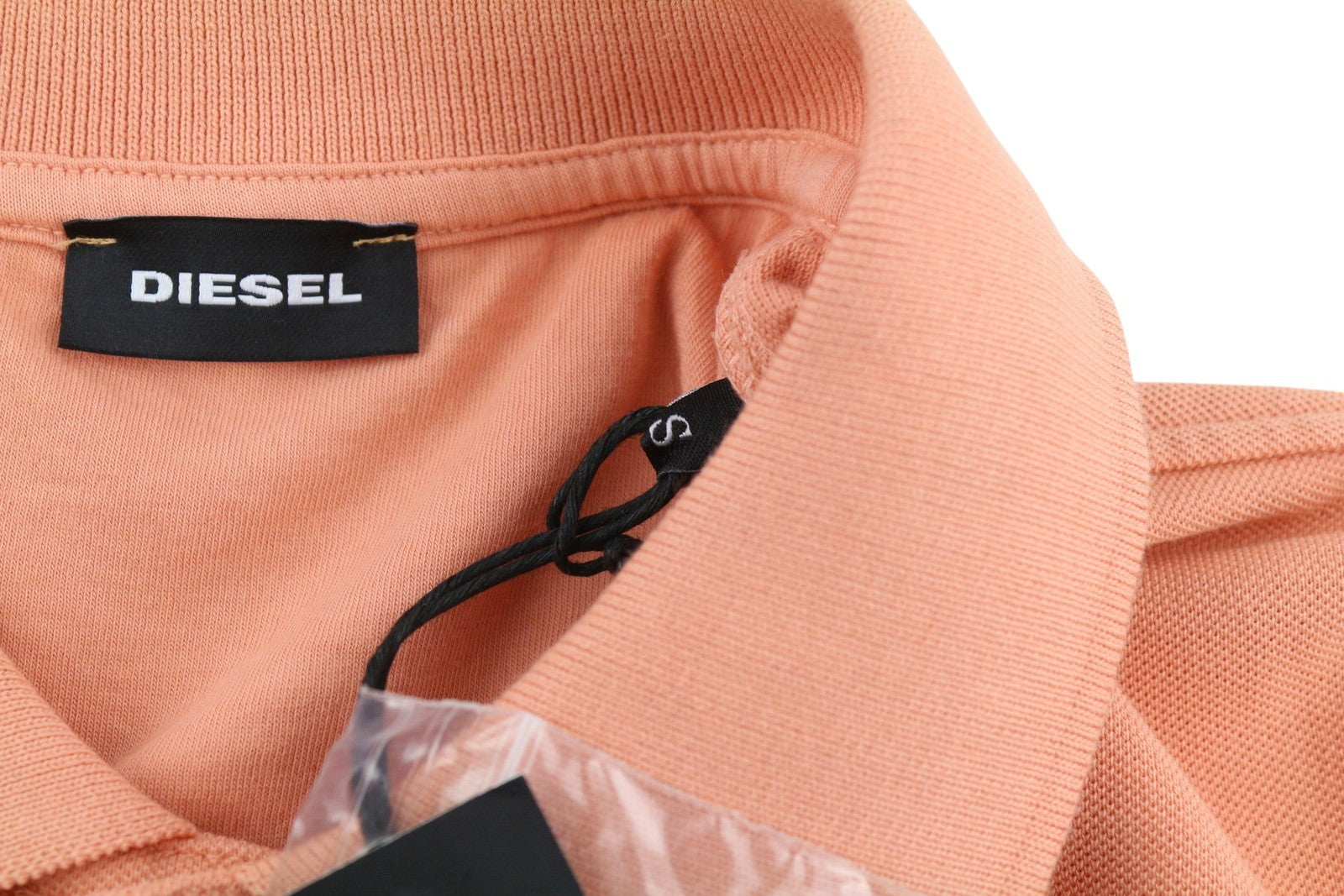 DIESEL T-Polo-Worky Men's T-Shirt S Peach Stretch Polo Half Button