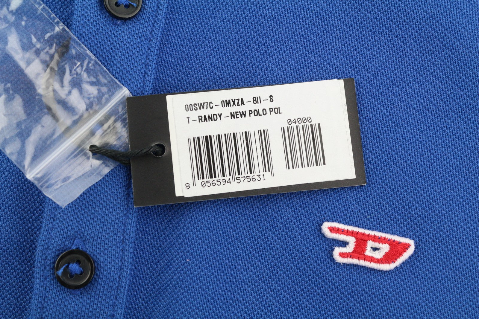 DIESEL T-Randy-New Polo Men's T-Shirt S Blue Stretch Half Button Logo