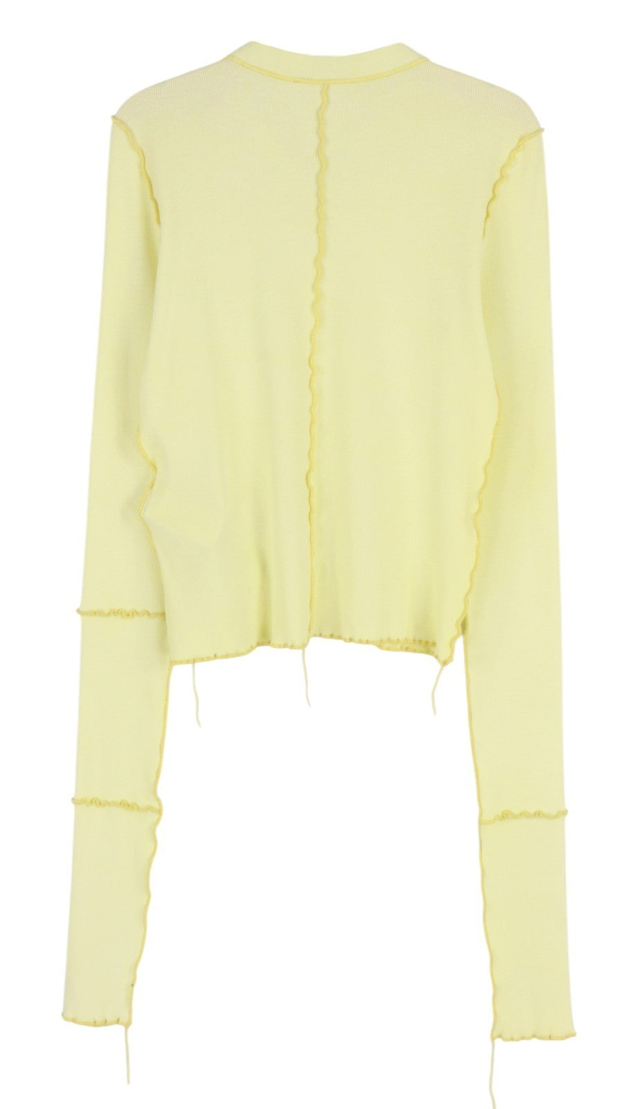 DIESEL T-Ribby-Open Women's T-Shirt S Yellow Ribbed Buttoned Crop Cardigan