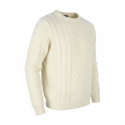 GANT Aran Cable Crew Men Jumper L Eggshell Wool Blend Cable Knit Pullover